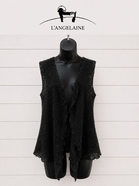 L’ANGELAINE – Black Wool & Kid Mohair Knit Vest (P/M)
